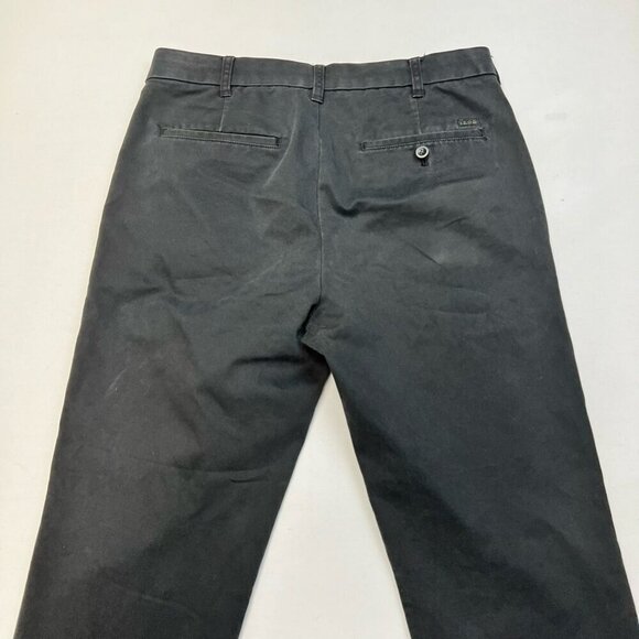 Izod Mens Chino Pants Solid Black Pockets Twill Flat Front Classic Fit 32x32.75" - Picture 6 of 11